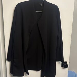 Eileen Fisher Women Open Front Cardigan Black XL extra Large pockets